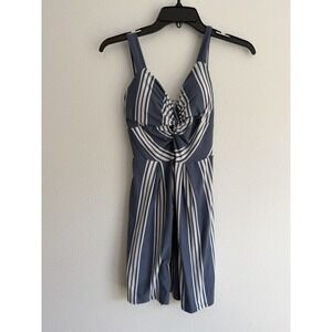 Planet Gold Mini Sundress Womens Small Blue White Striped Padded Fit Flare VNeck